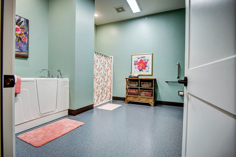 walk in tub and walk in shower spa room