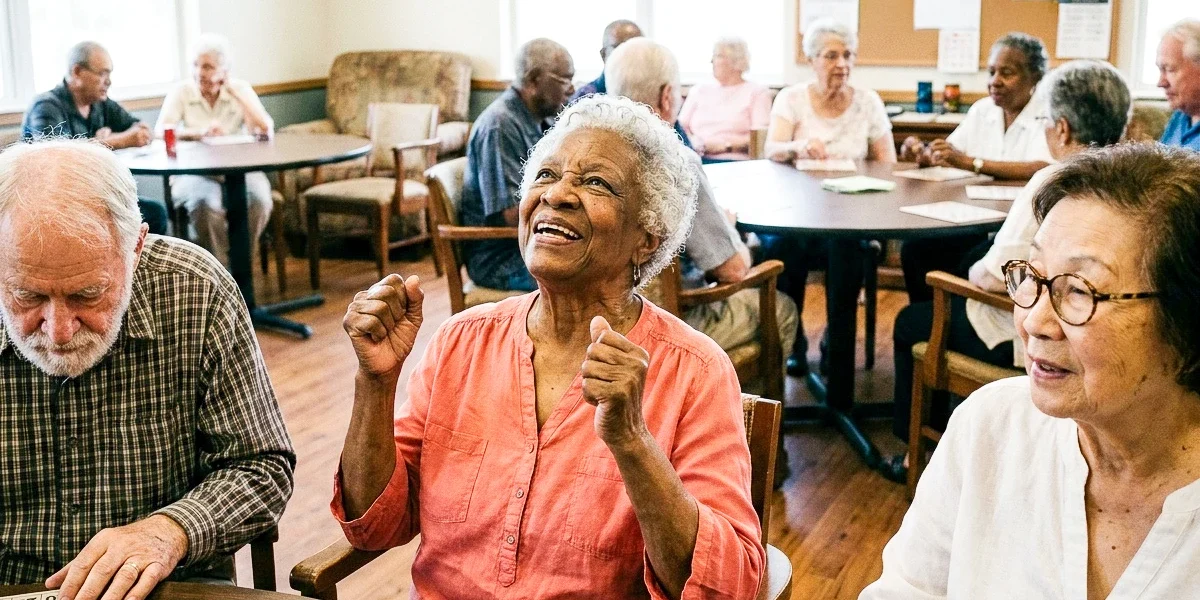 Seniors playing bingo Seniors playing bingo