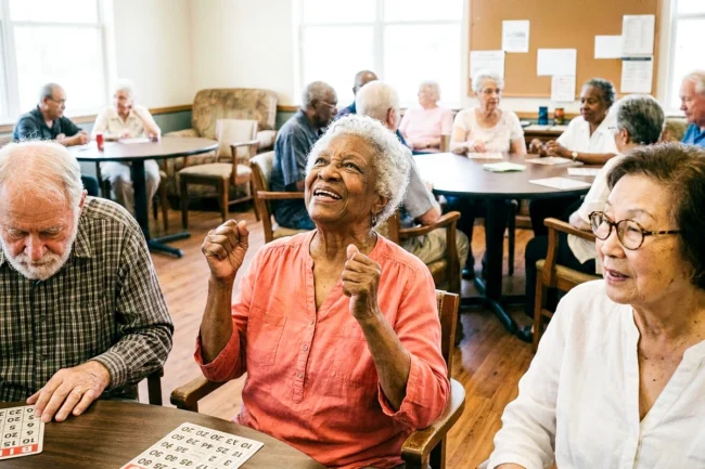 Seniors playing bingo